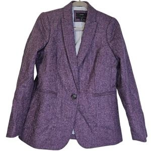 J.Crew 6 Parke Blazer Purple Herringbone English Wool Classic Career Tweed